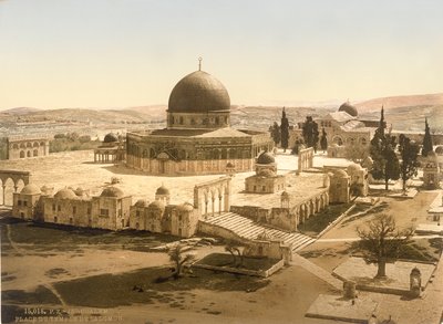 Vue du Mont du Temple avec le Dôme du Rocher et la mosquée El Aqsa, Jérusalem, c.1880-1900 (photochromie) - Swiss Photographer